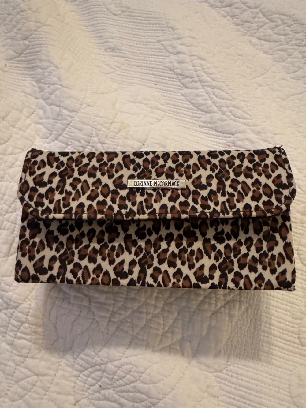 Leopard Print Clutch - Brown/Cream